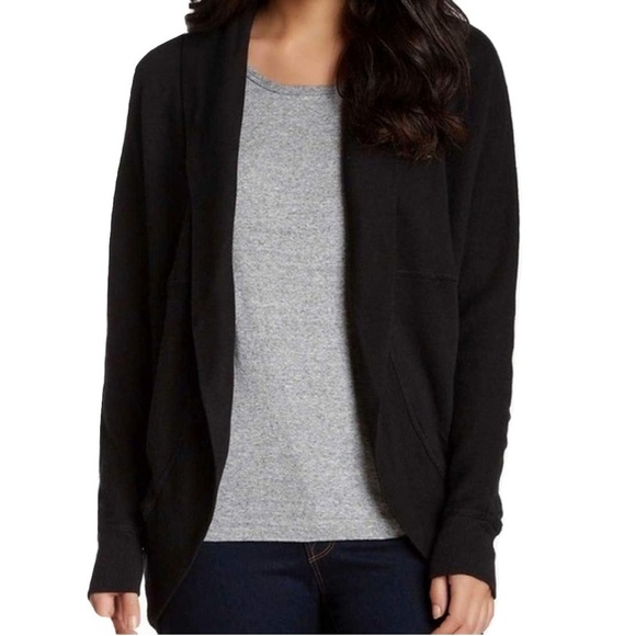 Standard James Perse Black French Terry Cocoon Open Front Cardigan Jacket Small - Picture 1 of 5